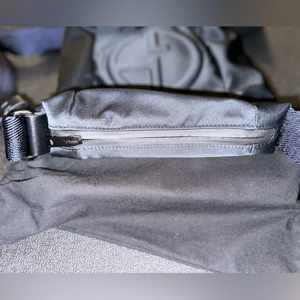 Authentic Giorgio Armani Black Embossed Logo Messenger Bag